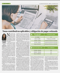 Tasas contributivas aplicables y obligación de pagar estimada